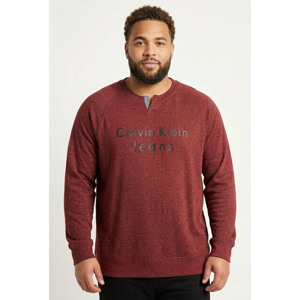 Calvin Klein Jeans Men's Sweatshirt Burgundy Pullover NWT Size XXL 2XL NEW